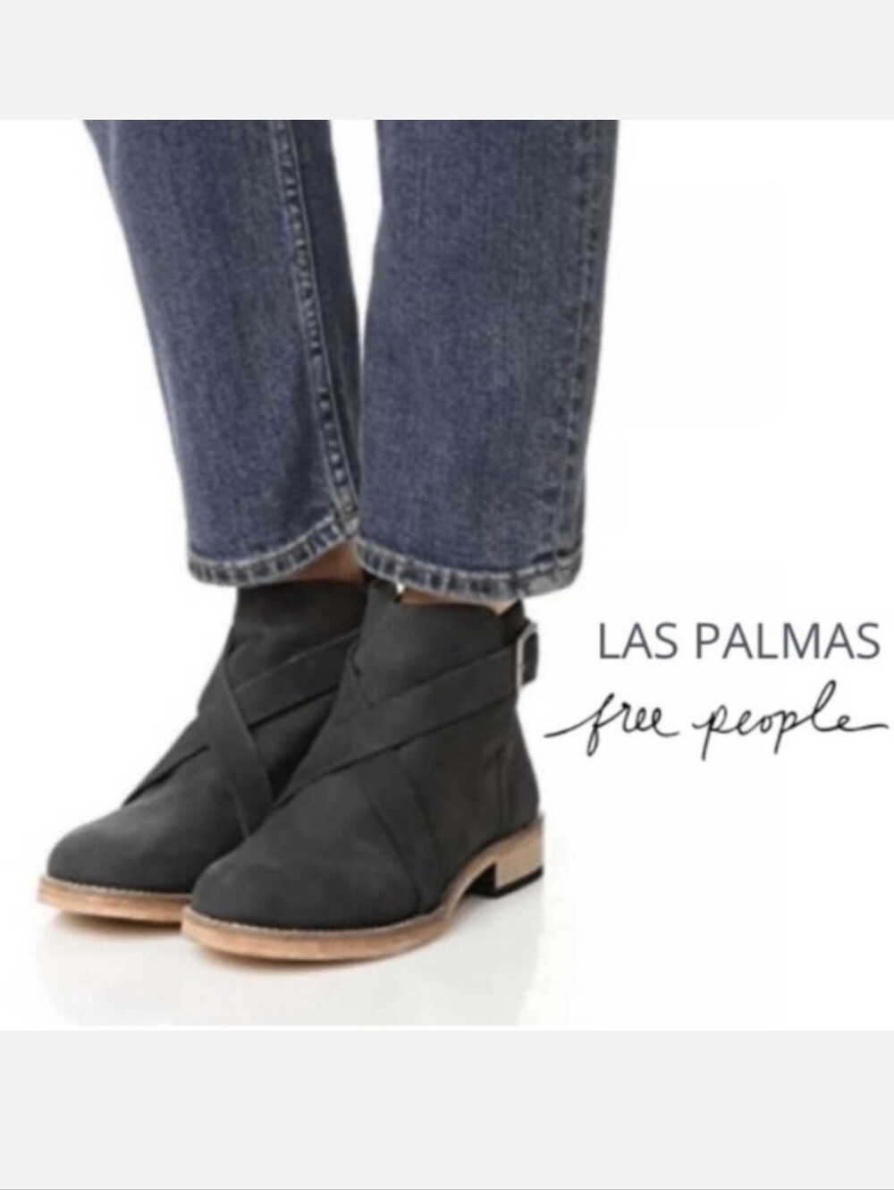 Free People Las Palmas Ankle Boot Black Nubuck EU 40 US 9.5 Crossstrap